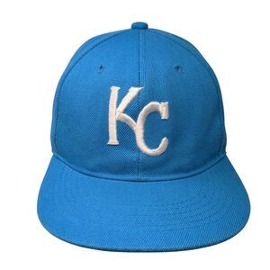 KC Snapback Hat Blue One Size Adjustable Embroidered Vented Holes 6 Panel Swag
